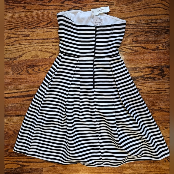 NWT Sans Souci black white striped dress off the shoulders - Picture 5 of 7